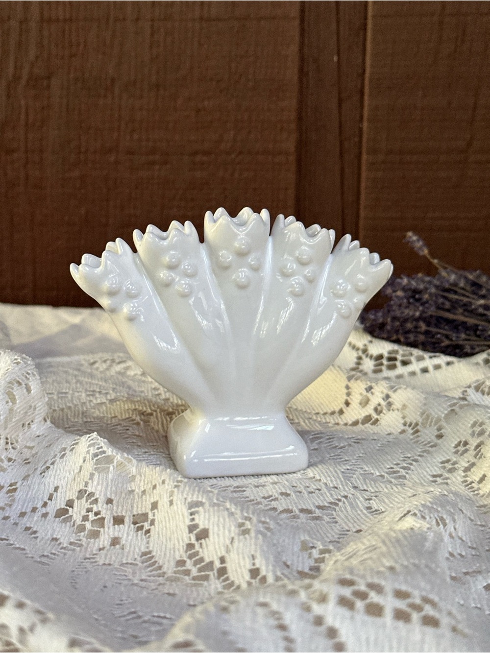 Vintage Tulipiere 5 Spout Fan Bud Vase Ceramic Portugal Style Flower Vase